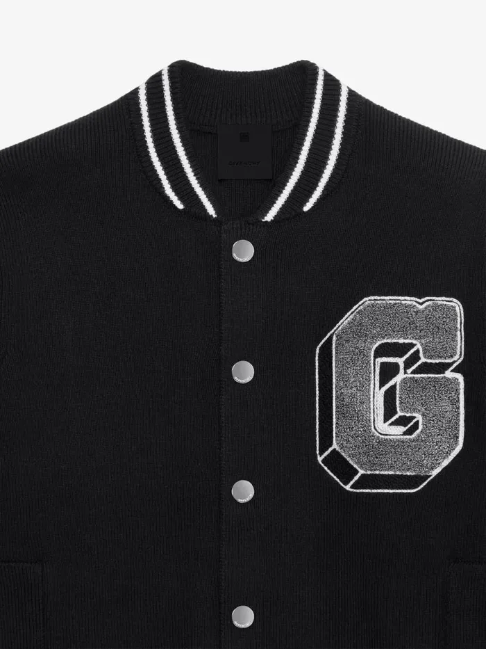 Men Boy 4 To 12 Years Givenchy GIVENCHY College Varsity Jacket In Knit Blackgrey
