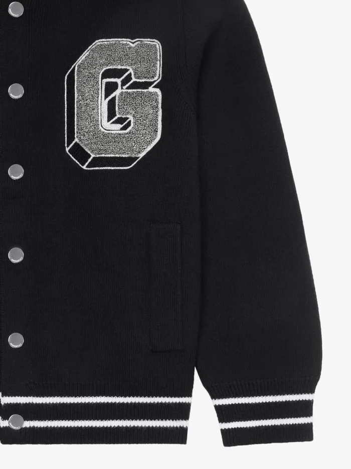 Men Boy 4 To 12 Years Givenchy GIVENCHY College Varsity Jacket In Knit Blackgrey