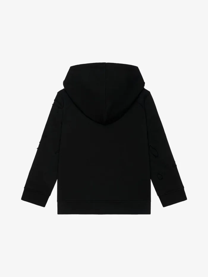 Men Boy 4 To 12 Years Givenchy GIVENCHY Hooded Sweatshirt In Partly Destroyed Fleece Black