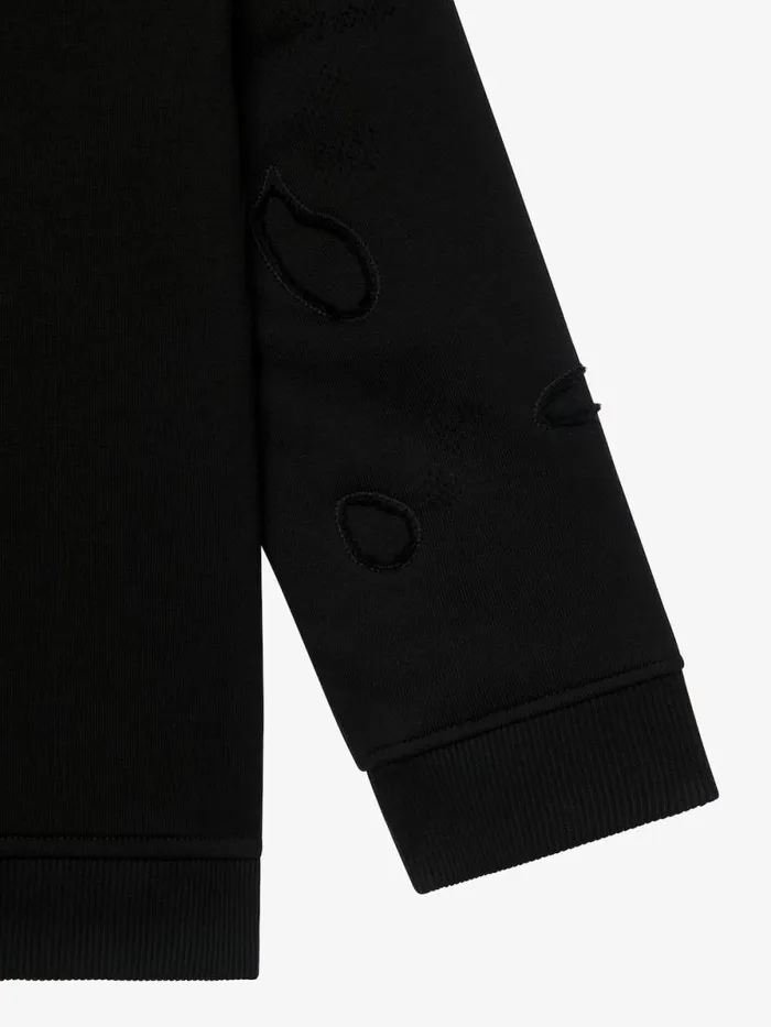 Men Boy 4 To 12 Years Givenchy GIVENCHY Hooded Sweatshirt In Partly Destroyed Fleece Black