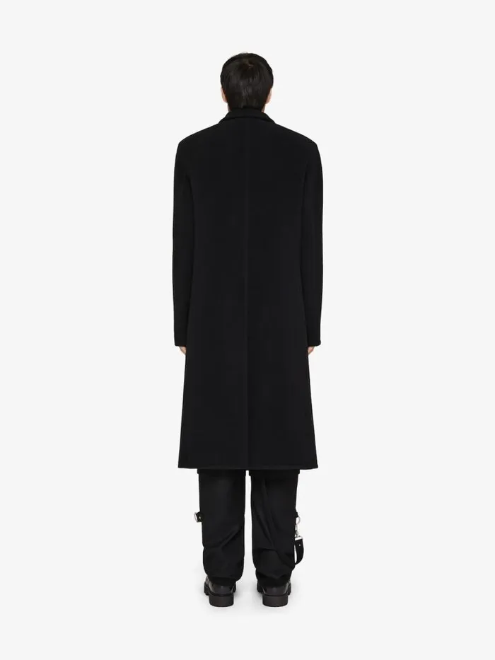 Men Coats and Jackets Givenchy Long Coat In Double Face Wool And Cashmere Black