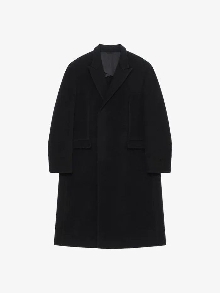 Men Coats and Jackets Givenchy Long Coat In Double Face Wool And Cashmere Black