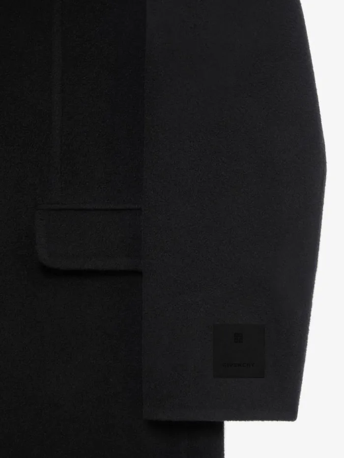 Men Coats and Jackets Givenchy Long Coat In Double Face Wool And Cashmere Black