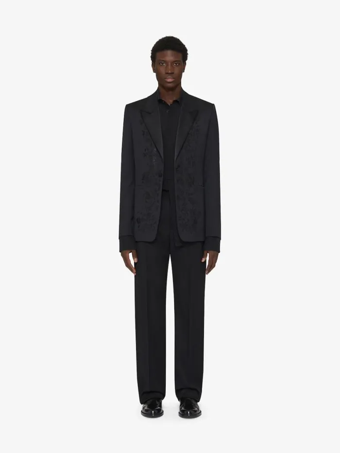 Men Coats and Jackets Givenchy Slim Fit Jacket In Floral Jacquard Black