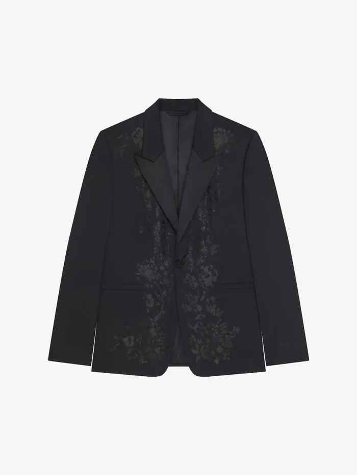 Men Coats and Jackets Givenchy Slim Fit Jacket In Floral Jacquard Black