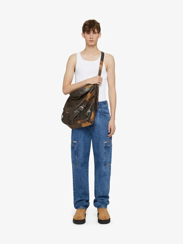 Men Crossbody Bags Givenchy Large Voyou Bag In Crackled Leather Blackbrown Mud Men Crossbody Bags Givenchy Large Voyou Bag In Crackled Leather Blackbrown Mud