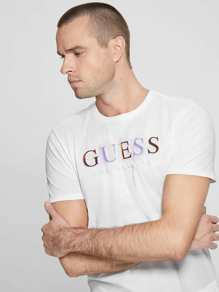 Men GUESS Embossed Logo Tee Clean White TShirts and Tanks Men GUESS Embossed Logo Tee Clean White TShirts and Tanks