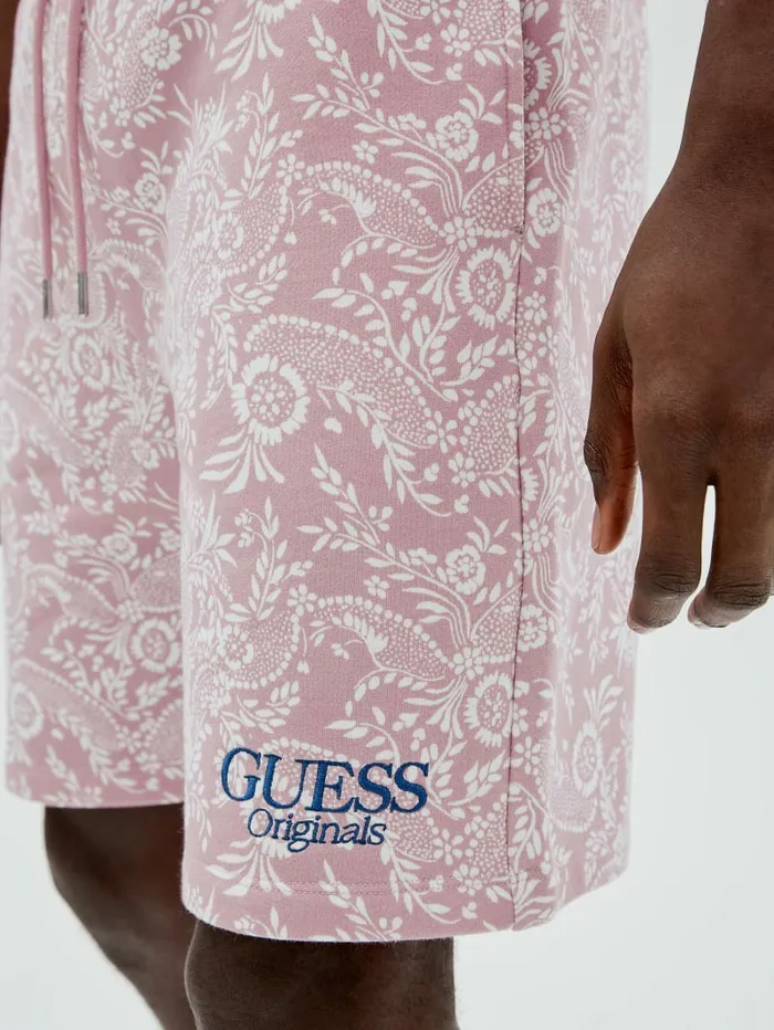 Men GUESS GUESS Originals Bandana Shorts Charming Purple Multi Pants and Shorts