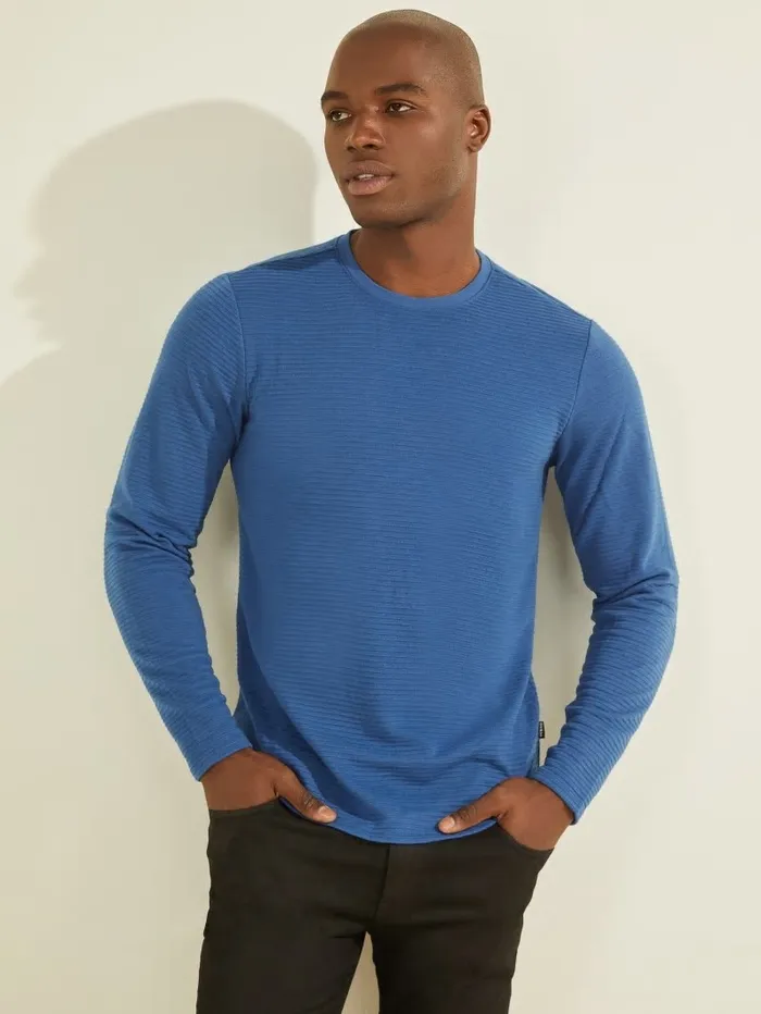 Men GUESS Zuma LongSleeve Tee Open Waters TShirts and Tanks