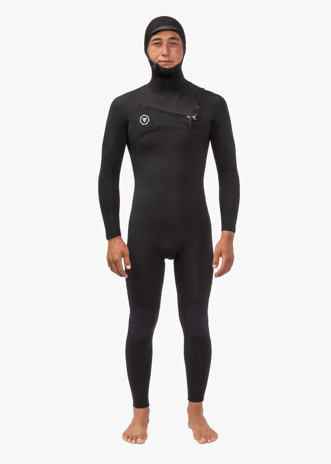 Men Hooded Wetsuits Vissla 7 Seas 543 Full Hooded Chest Zip Wetsuit Black