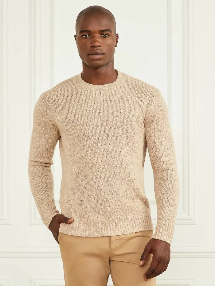 Men Hoodies and Sweaters GUESS Jaspe Crewneck Sweater Neutral Sand Men Hoodies and Sweaters GUESS Jaspe Crewneck Sweater Neutral Sand
