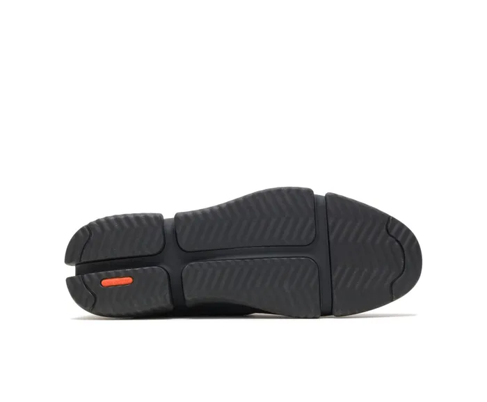 Men Hush Puppies Bennet Plain Toe SlipOn Black Leather Sneakers