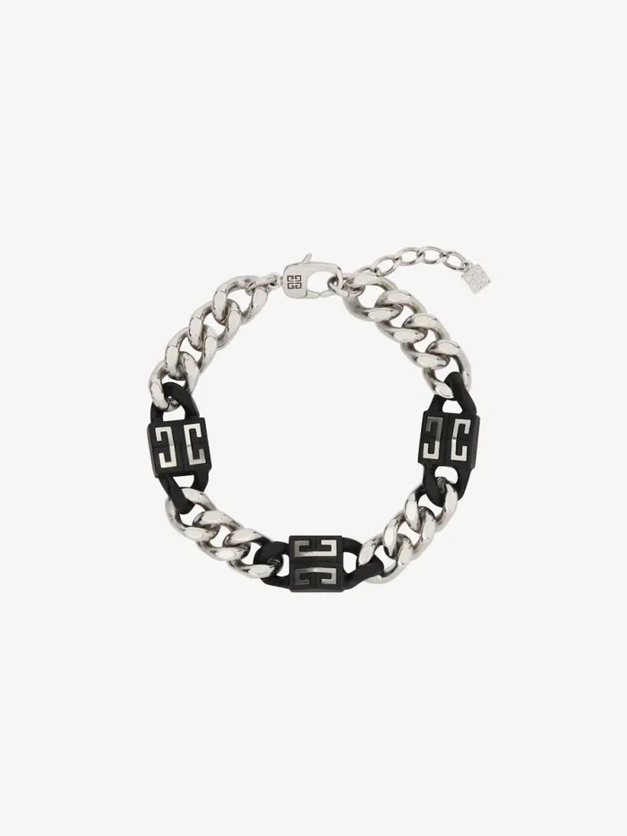 Men Jewelry Givenchy 4G Bracelet In Metal Blacksilvery