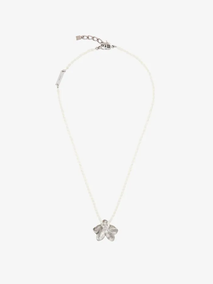 Men Jewelry Givenchy Flower Necklace In Metal Enamel Crystal And Macrame Lime