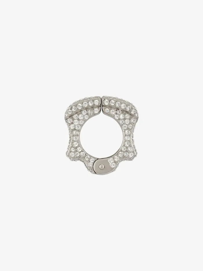 Men Jewelry Givenchy G Can Clip Earring In Metal With Crystals Silvery