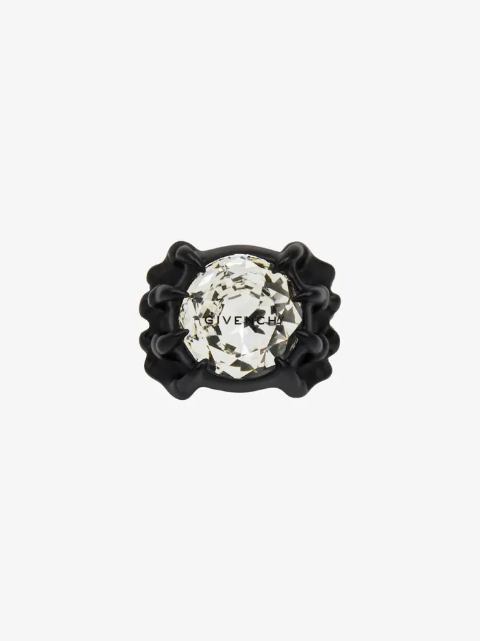 Men Jewelry Givenchy G Skull Ring In Enamel With Crystal Black