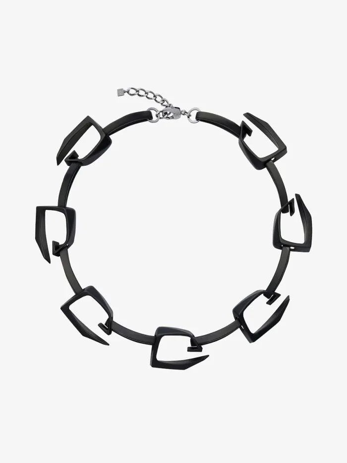 Men Jewelry Givenchy Large Giv Cut Necklace In Metal And Enamel Black