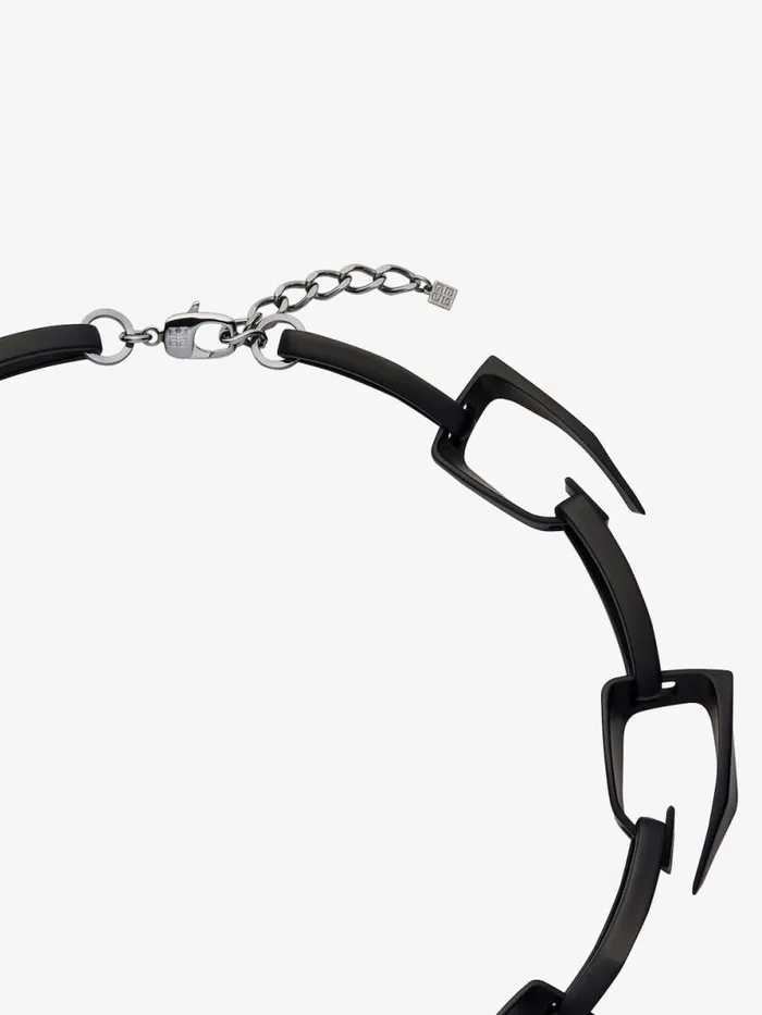 Men Jewelry Givenchy Large Giv Cut Necklace In Metal And Enamel Black