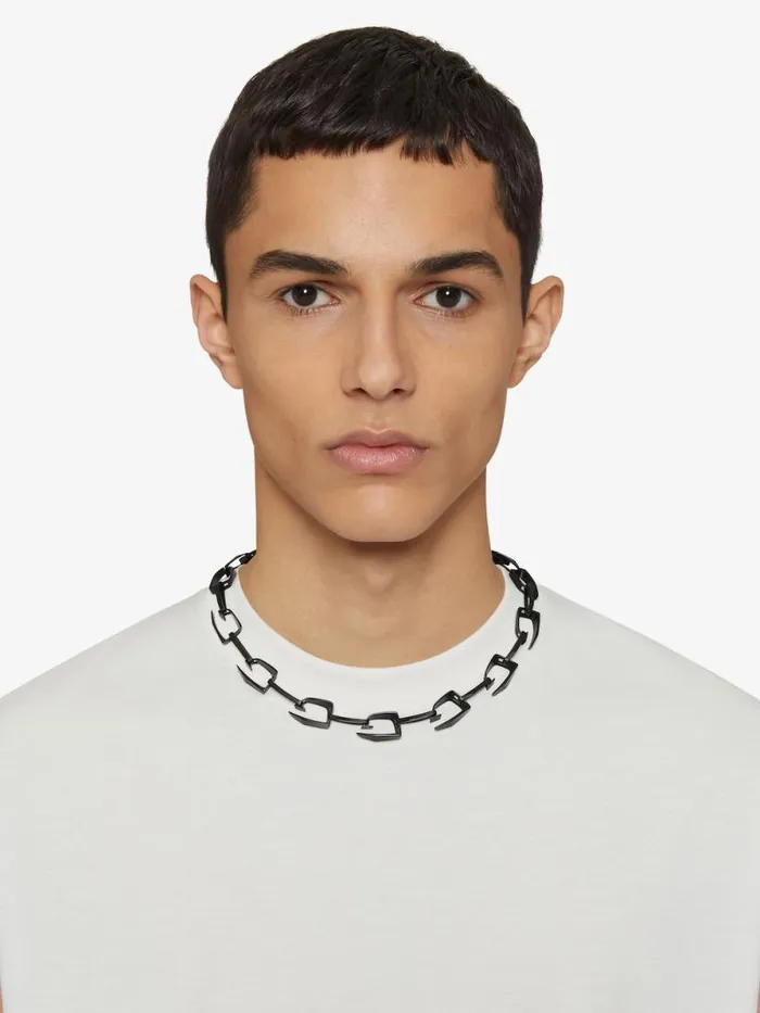 Men Jewelry Givenchy Medium Giv Cut Necklace In Metal And Enamel Black Men Jewelry Givenchy Medium Giv Cut Necklace In Metal And Enamel Black