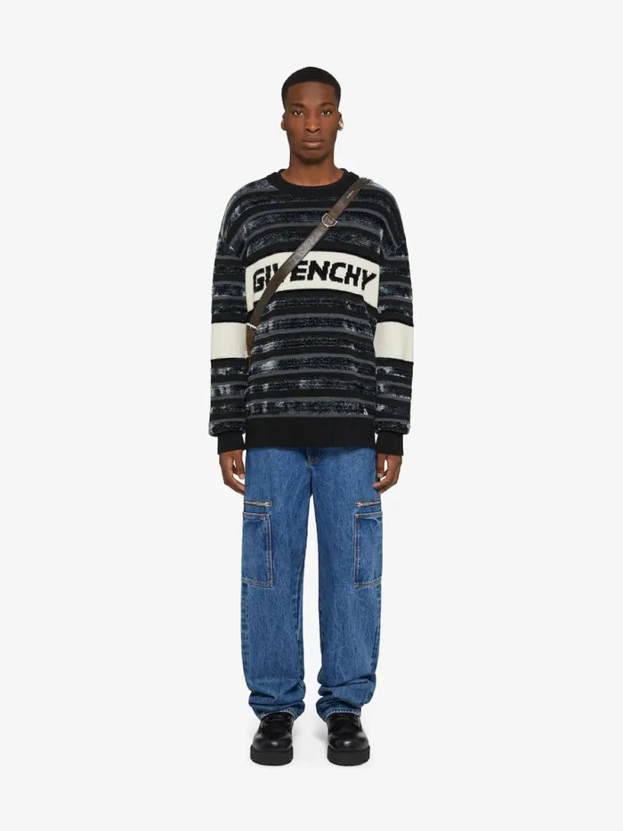 Men Knitwear Givenchy GIVENCHY Striped Sweater In Wool Blackgrey