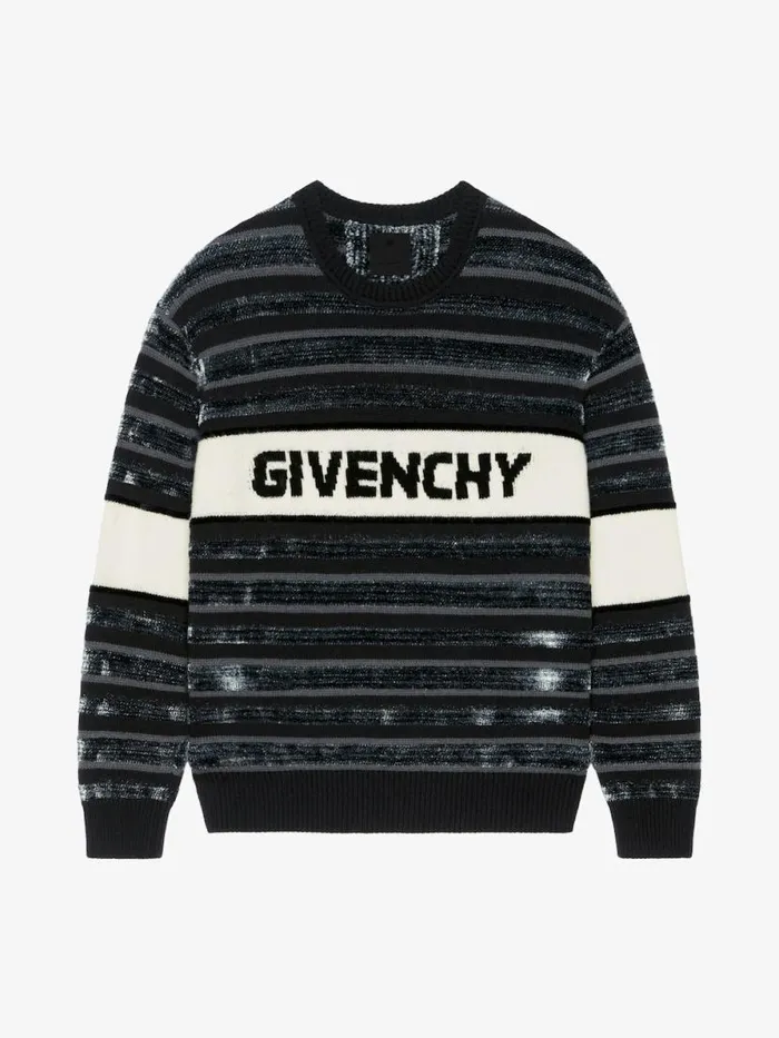 Men Knitwear Givenchy GIVENCHY Striped Sweater In Wool Blackgrey