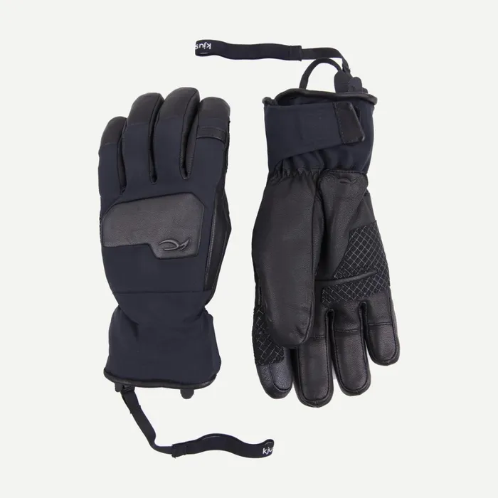 Men Leather Gloves Black KJUS Accessories