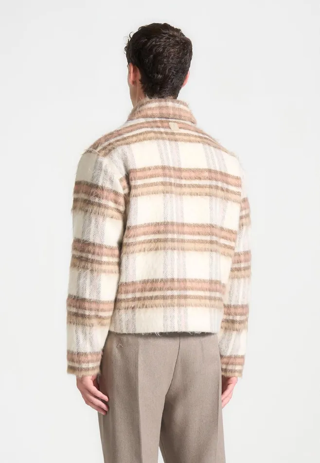 Men Manire De Voir Brushed Checked Jacket Cream