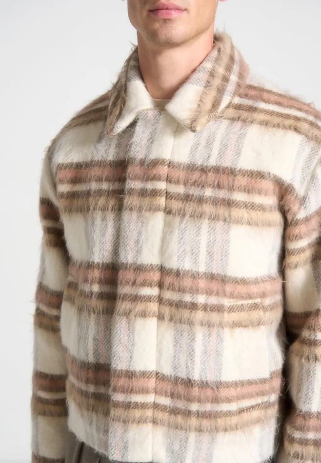 Men Manire De Voir Brushed Checked Jacket Cream