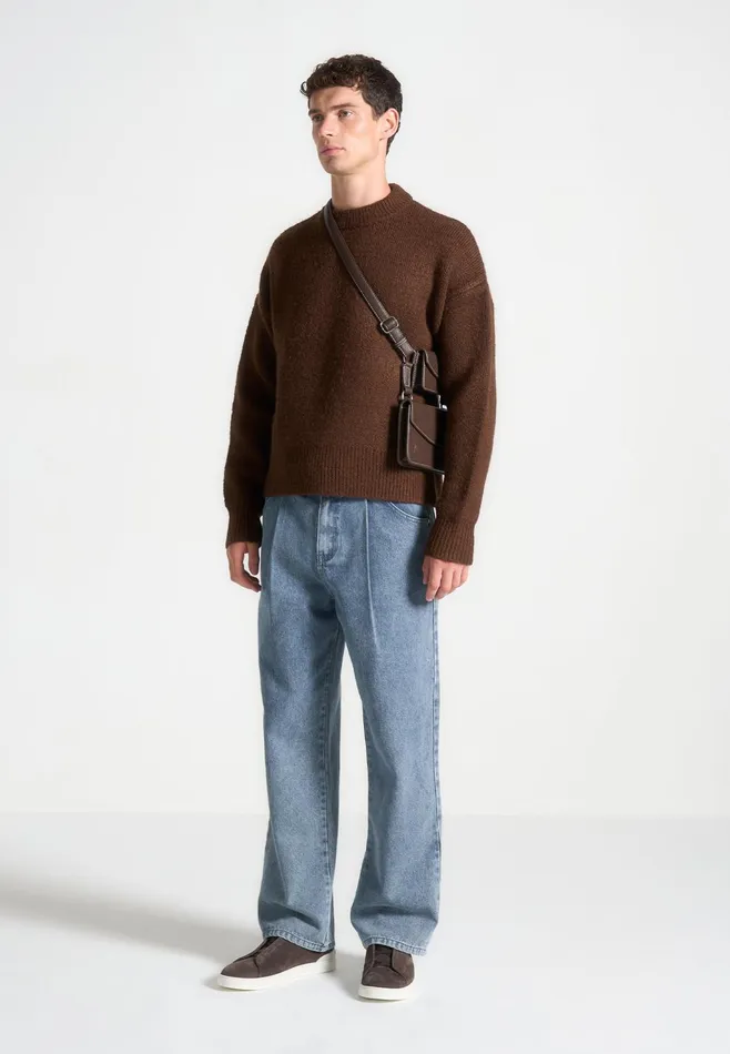 Men Manire De Voir Brushed Wool Knit Jumper Brown