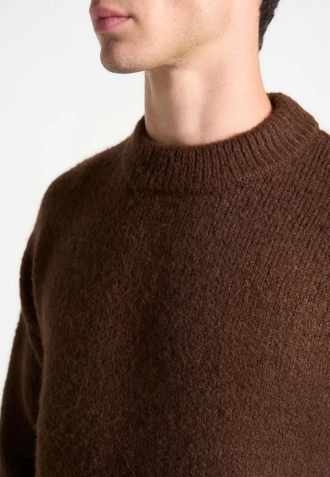 Men Manire De Voir Brushed Wool Knit Jumper Brown