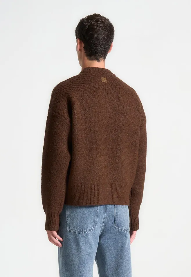 Men Manire De Voir Brushed Wool Knit Jumper Brown