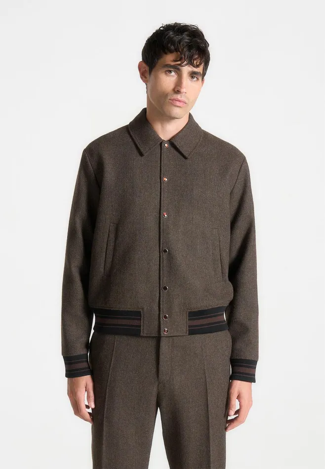 Men Manire De Voir Houndstooth WoolBlend Jacket Brown