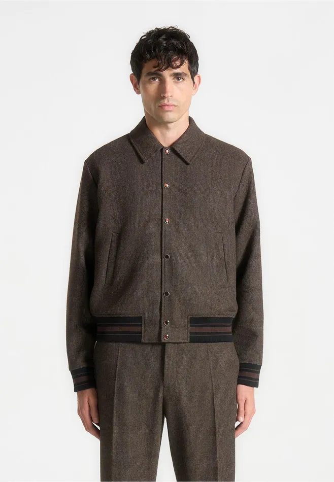 Men Manire De Voir Houndstooth WoolBlend Jacket Brown