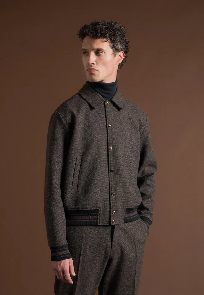 Men Manire De Voir Houndstooth WoolBlend Jacket Brown