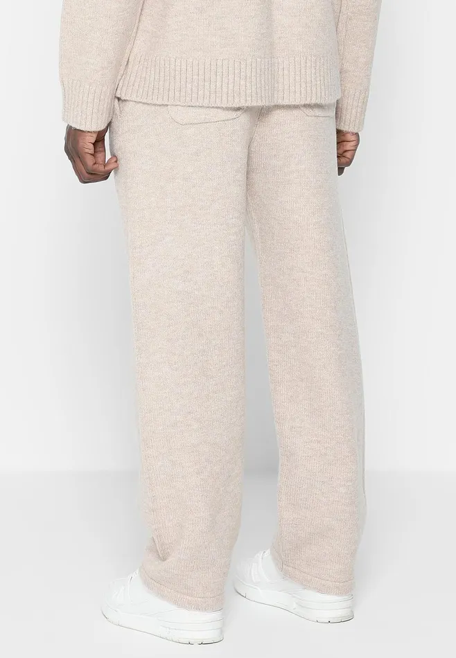 Men Manire De Voir Knitted Relaxed Fit Eiffel Joggers Beige