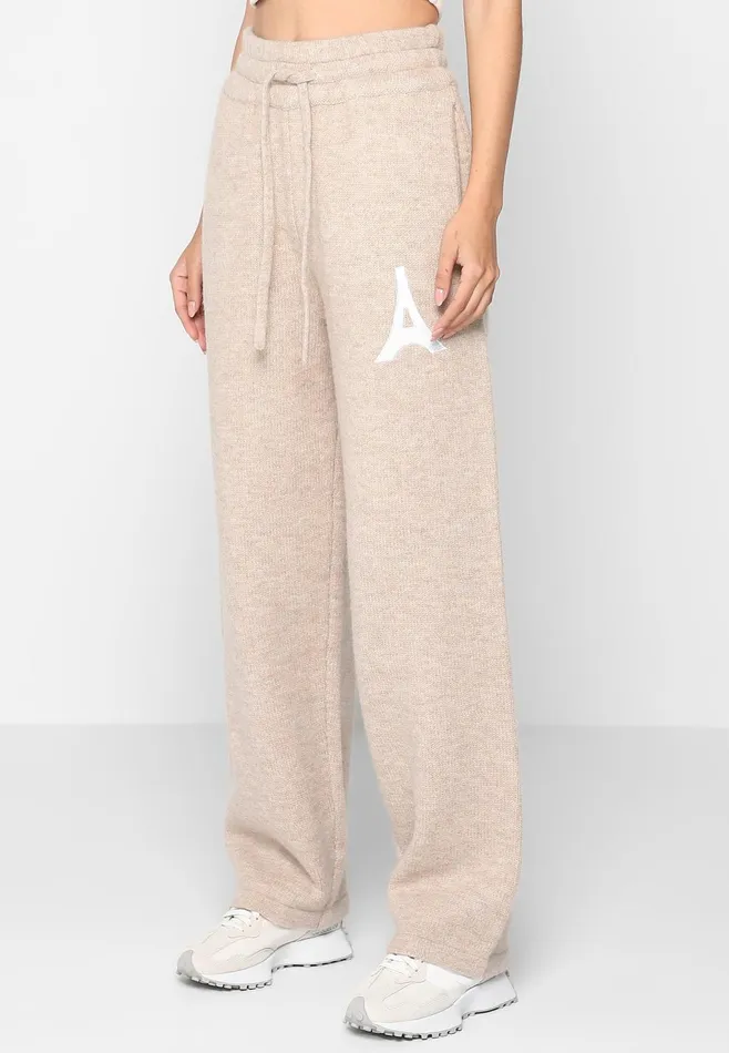 Men Manire De Voir Knitted Relaxed Fit Eiffel Joggers Beige
