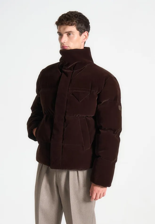 Men Manire De Voir Limited Edition Velvet Puffer Jacket Brown