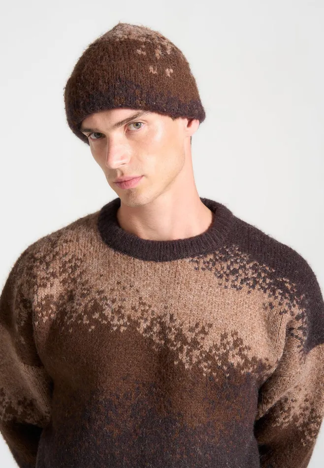 Men Manire De Voir Ombr Knit Beanie Hat Taupe