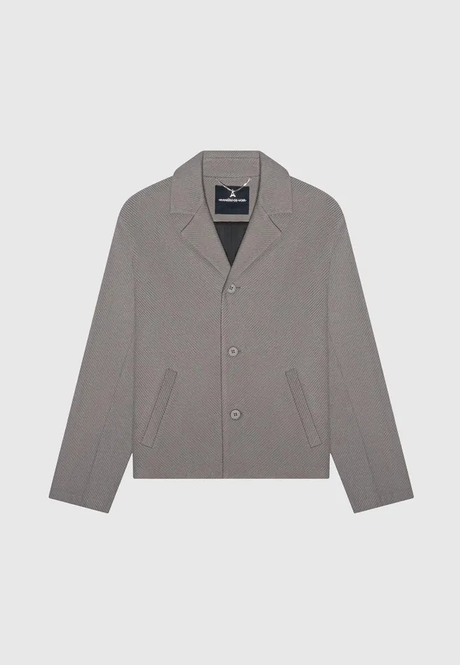 Men Manire De Voir Revere Collar Twill Jacket Grey
