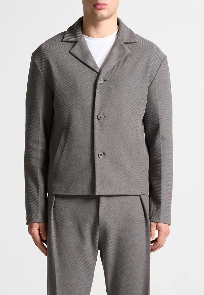 Men Manire De Voir Revere Collar Twill Jacket Grey