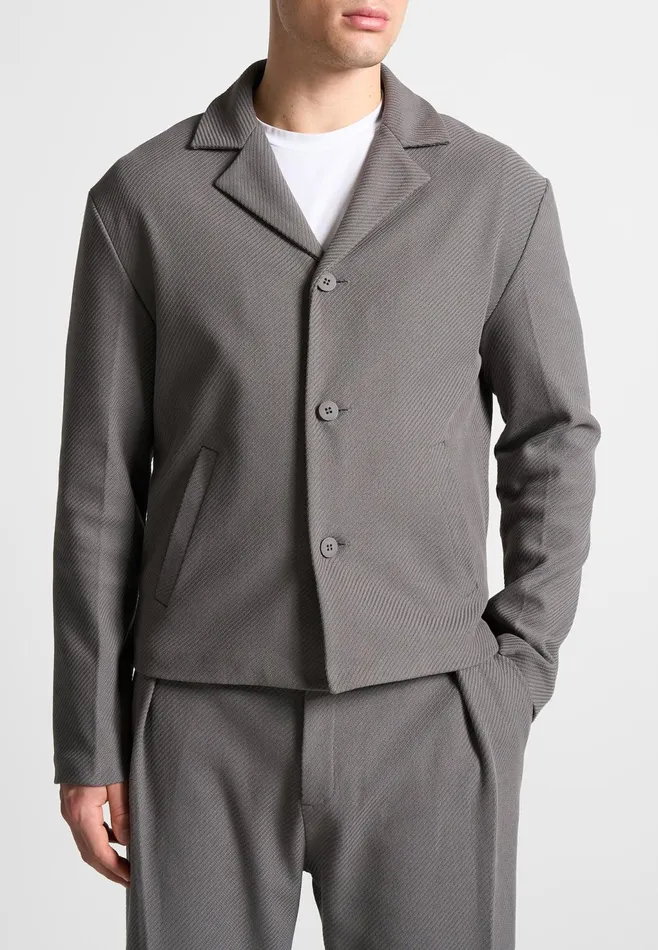 Men Manire De Voir Revere Collar Twill Jacket Grey