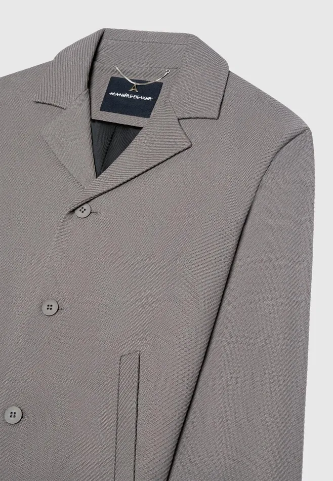 Men Manire De Voir Revere Collar Twill Jacket Grey