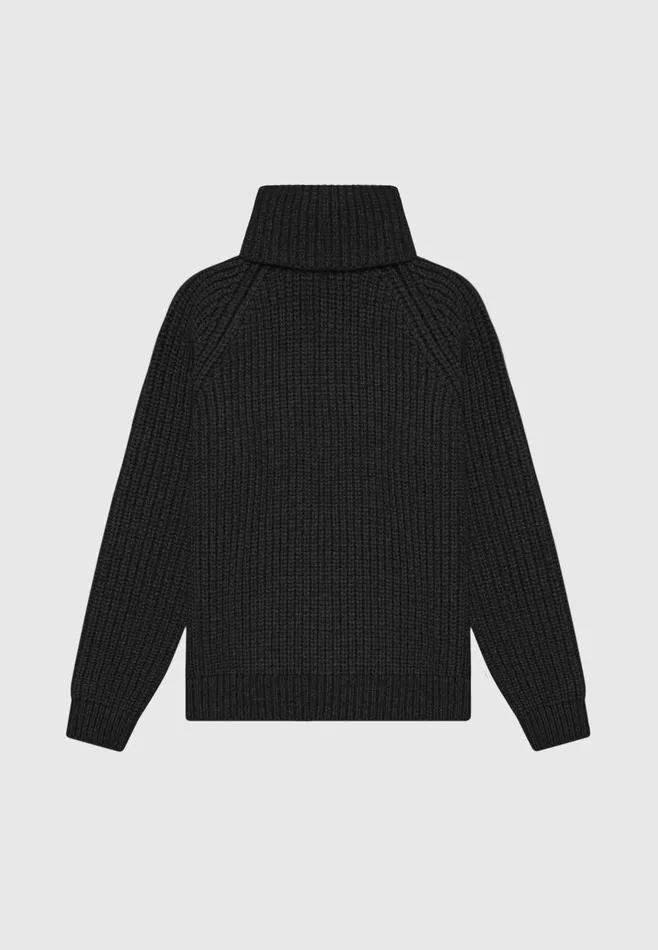 Men Manire De Voir Roll Neck Chunky Knit Jumper Black