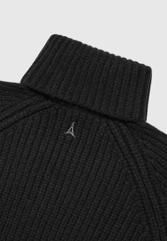 Men Manire De Voir Roll Neck Chunky Knit Jumper Black