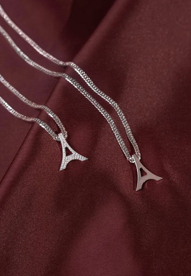 Men Manire De Voir Sterling Silver Eiffel Necklace Silver