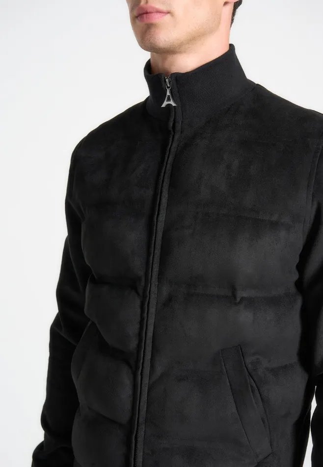 Men Manire De Voir Suede Padded Jacket Black