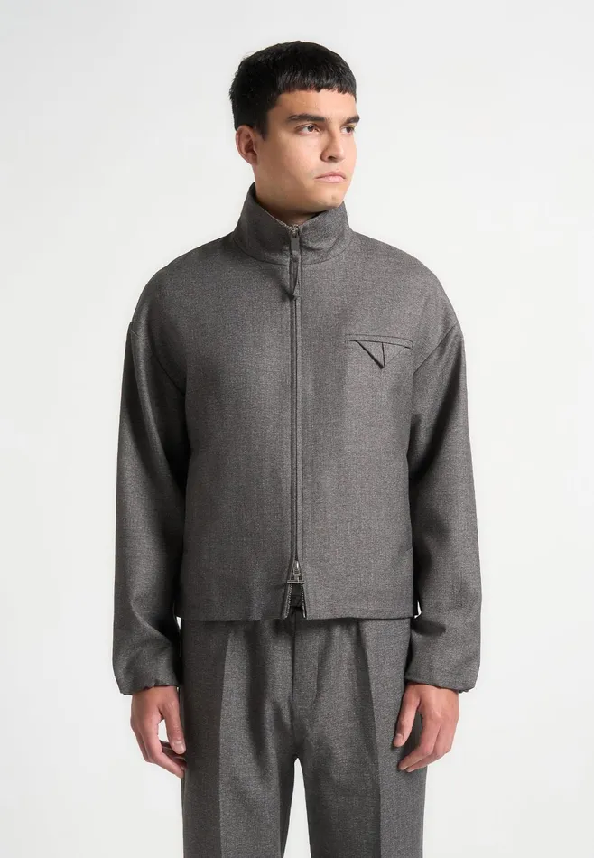 Men Manire De Voir Tailored Funnel Neck Jacket Grey
