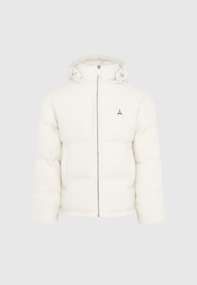 Men Manire De Voir Textured Knit Puffer Jacket Cream