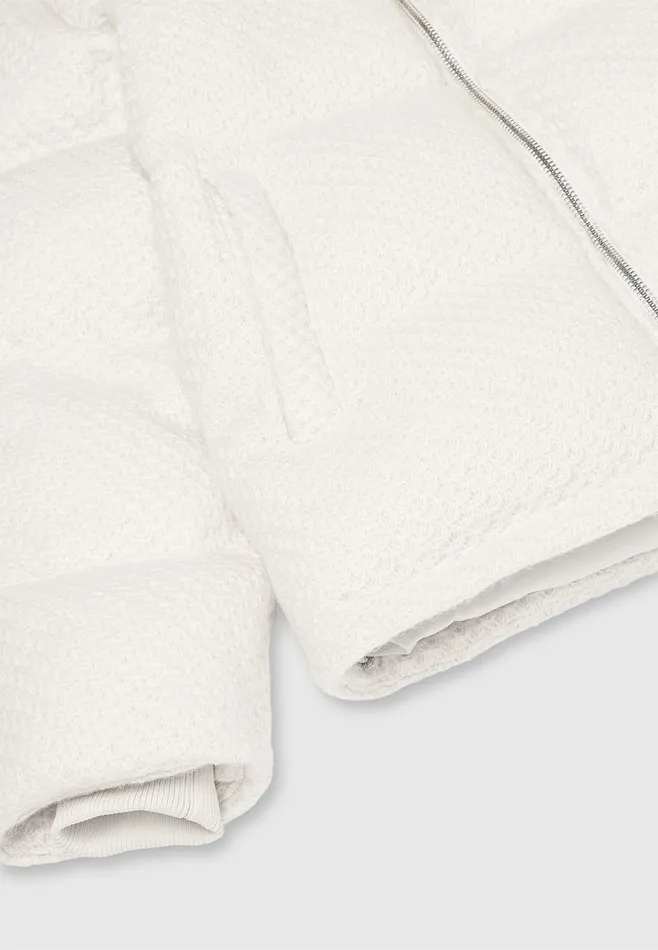 Men Manire De Voir Textured Knit Puffer Jacket Cream