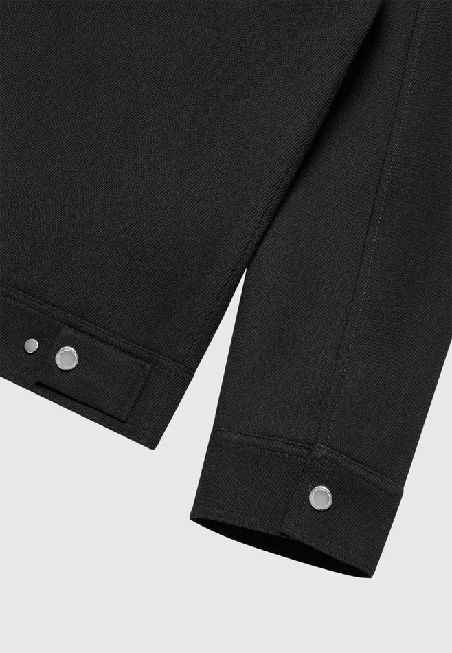 Men Manire De Voir Twill Trucker Jacket With Velvet Collar Black